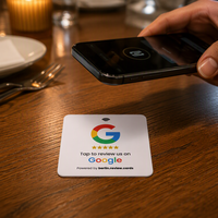 Plaque en acrylique NFC en promotion pour avis Google et réseaux sociaux – Carte de menu tactile pour restaurants