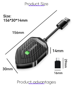 ดองเกิล CarPlay แบบพกพาขนาดเล็ก 2 in 1 อะแดปเตอร์ไร้สาย CarPlay และ Android Auto เชื่อมต่ออัตโนมัติสำหรับการเชื่อมต่อในรถยนต์ - Product Image 5