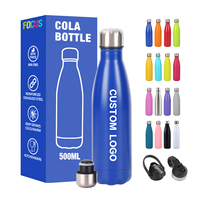 Venta al por Mayor de Botellas de Cola de 500 ml, Color Azul Klein, con Grabado Láser, Acero Inoxidable 18/8, Doble Pared, Aislamiento al Vacío, Libre de BPA