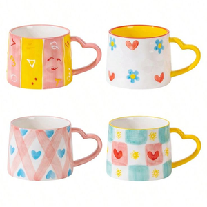 أحدث حديث مصنوع خصيصًا على طراز إنز لطيف إبداعي مرسوم يدويًا كوب قهوة على شكل قلب حب - Product Image 6