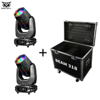 MOWL Lot de 2 Nouveaux projecteurs à tête mobile Sharpy DMX512 318W avec anneau halo et bande lumineuse, avec flight case