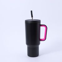 Gobelet isotherme moderne en acier inoxydable à double paroi avec poignée et paille, 40 oz, personnalisable avec logo, écologique, maintien thermique 12-24 heures