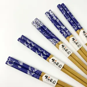 Sumpit Sushi Jepang Kustom Set Hadiah 5 Pasang Set Sumpit Bambu Karbonisasi Kualitas Tinggi