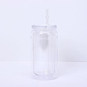 New Arrival Gradient 16oz Double Wall <b>Plastic</b> Mason Jar Cup with Straw for Juice Bar Smoothie Shop - Product Image 6