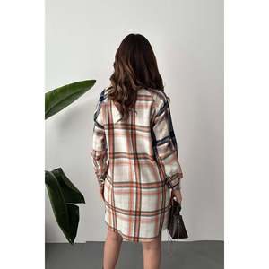 Abito a <span class=keywords><strong>Camicia</strong></span> Arancione Lavorato all'Uncinetto XL/Vintage/Elegante per Feste/Club con Maniche a Sbuffo Motivo Tinta Unita Stagione Autunnale - Product Image 1