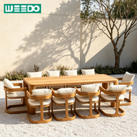 Ensemble de table et chaises de jardin en teck haut de gamme, résistant à l'eau, pour terrasse, villa, jardin, mobilier de jardin