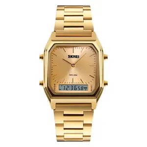 현대 Skmei 1220 실버 시계 남성 손목 스틸 시계 석영 디지털 손목 시계 로고로 사용자 정의 시계