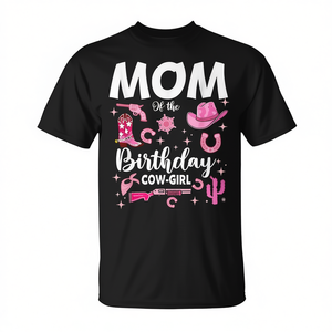 Camiseta rosa estilo western para fiesta de rodeo, Mom Of The Birthday Cow Girl - Product Image 2