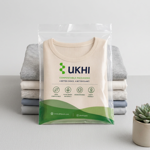 Bio & <b>Compostable</b> PLA PBAT Cornstarch Transparent And Milky Garment Packaging Pouches For Clothing And Apparel With 100 Microns - Product Image 3