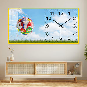 Horloge <span class=keywords><strong>murale</strong></span> de football avec drapeau multi-national (design de filet de <span class=keywords><strong>but</strong></span>) pour les fans, décoration personnalisée pour la maison, salon - Product Image 1