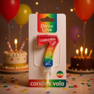 Vela de Cumpleaños con Número 7 Multicolor de 6 cm - Product Image 3