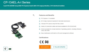 Tarjetas Moxa <span class=keywords><strong>PCI</strong></span> <span class=keywords><strong>Express</strong></span>/UPCI/<span class=keywords><strong>PCI</strong></span> Serial con 4 Puertos Conector Hembra DB44 CP-134EL-A-I-DB25M - Product Image 5