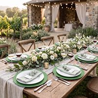 Lot de 12 Assiettes de Présentation Vertes Non Toxiques en PS de 12 Pouces – Assiettes en Plastique Jetables pour Décoration de Table de Mariage et Fêtes