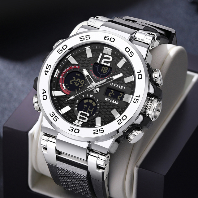 OEM Fashion Business Men's Watch High Quality Dual Core Movement Large Dial 3ATM Waterproof Stainless Steel Vintage Edition