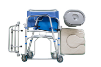 Chaise de toilette pliante en aluminium MSMT 2024, produit phare, avec roulettes de douche pour personnes âgées, utilisée dans les salles de bain, les hôpitaux et à domicile