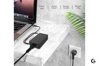 Chargeur d'ordinateur portable USB C GaN 65W PD3.0, adaptateur secteur de bureau avec câble AC de 1,5 m et cordon USB C fixe