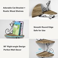 Esquina flotante de 4 niveles con forma de gato, almacenamiento decorativo, estante flotante de madera, estantes de pared para gatos