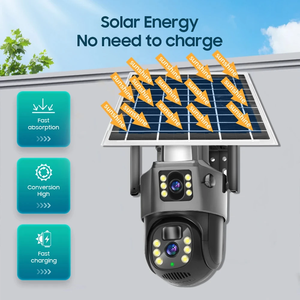 Năng lượng mặt trời Powered Panels 4 gam thẻ Sim/Wifi giám sát không dây Home an ninh mạng hệ thống CCTV ngoài trời ống kính kép Wifi ip <span class=keywords><strong>camera</strong></span> - Product Image 4