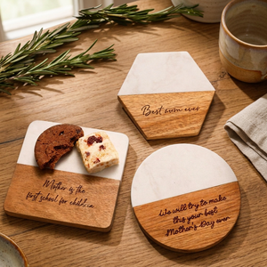 Luxury 1PCS Customizable Eco-Friendly Classic <b>Pine</b> Wood Coasters Marble Acacia <b>Coffee</b> Dining <b>Tables</b> Natural Stone Cup Holder - Product Image 3