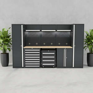 Armoire à outils en acier laminé à froid robuste avec 8 tiroirs et <span class=keywords><strong>établi</strong></span>, personnalisable OEM/ODM pour le rangement d'atelier et de garage - Product Image 1