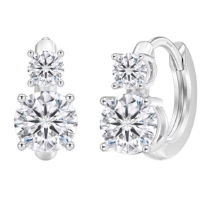Pendientes de Aro de Plata S925 con Moissanita Color D, Certificado GRA, Claridad VVS, 1.2cttw 2.6cttw, Corte de Lujo - Product Image 1