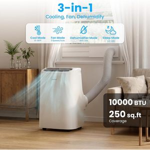 Aire Acondicionado Portátil Zafro de 10000 Btu con Control Remoto y por Aplicación para Refrigeración del Hogar - Product Image 2