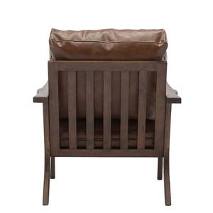 Fauteuil d'appoint en cuir PU marron durable et confortable, structure en bois, design moderne et minimaliste pour salon, chambre à coucher, meubles de maison - Product Image 5