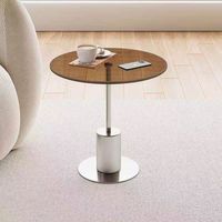 Table basse en verre trempé et acier, style moderne, durable, luxe léger, simple, pour salon, directement de l'usine