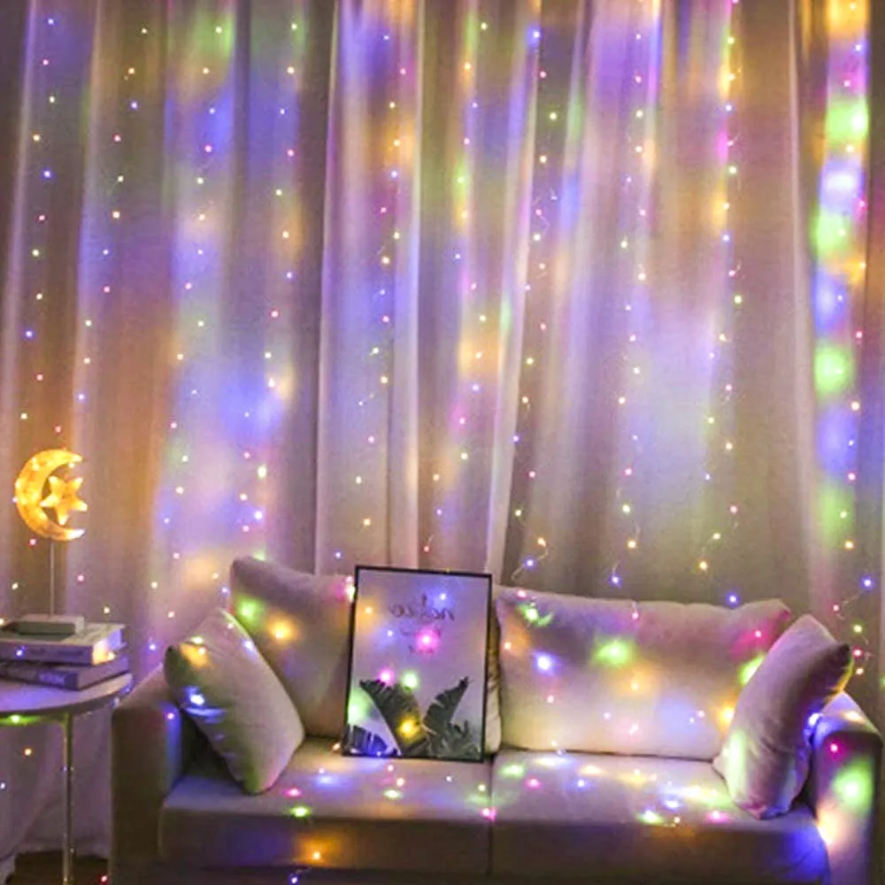 9.8ft 3x3m Holiday Garden Wedding USB Powered Multicolor RGB Smart Fairy String Christmas LED Curtain Lights