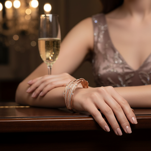 Exclusive Unique Designer Real Round Brilliant Cut Diamond <b>Bangle</b> <b>Bracelet</b> for Women in 10kt Rose Gold - Product Image 3