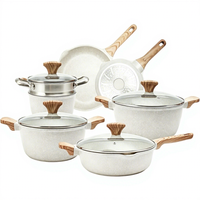 Set Peralatan Masak Aluminium Cor Anti Lengket - Peralatan Masak Dapur Tahan Lama untuk Memasak Sehari-hari, 11 Buah.
