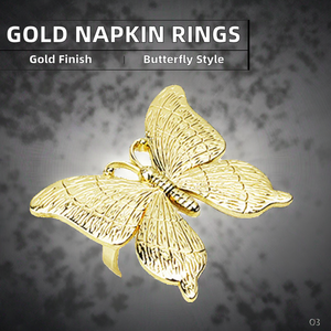 แหวนผ้าเช็ดปากโลหะสีทองรูปผีเสื้อ สำหรับงานแต่งงาน พร้อมคุณสมบัติการจัดเก็บ สำหรับงานปาร์ตี้ - Product Image 2