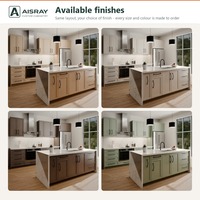 Meuble de cuisine avec îlot, portes en chêne blanc style Shaker, dimensions personnalisées, boîtes de rangement en contreplaqué et rangement coulissant