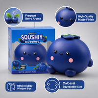 Jumbo Colossal Blueberry Squishy Parfumé Rempli de Farine, Grand Modèle à Presser, Personnage Fruité, Anti-Stress, Outil d'Exercice Manuel