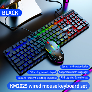 Más vendidos KM2025 104-<span class=keywords><strong>Key</strong></span> Wired Rainbow Gaming <span class=keywords><strong>Keyboard</strong></span> Universal Waterproof Backlight para Laptop/Tablet Idioma inglés - Product Image 2