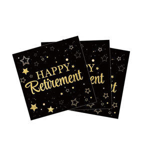 Servilletas de Papel Desechables de 2 Capas, Color Negro y Dorado, para Decoración de Fiestas de Jubilación, Cenas de <span class=keywords><strong>Despedida</strong></span> - Product Image 2