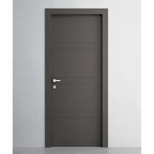 باب داخلي خشبي بسيط أسود بتصميم حديث لغرف النوم في الفيلات من CBMmart