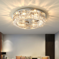 Plafonnier LED moderne minimaliste AC, luminaire en cristal de luxe, acier inoxydable IP65 pour hôtel, chambre à coucher, salon, salle à manger
