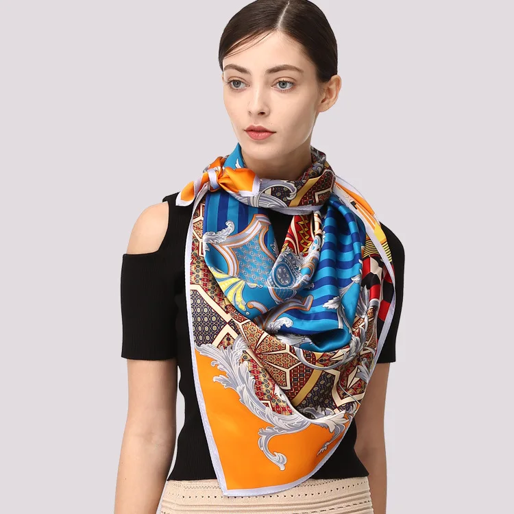 Квадратный шелковый шарф высокого качества 110х110см