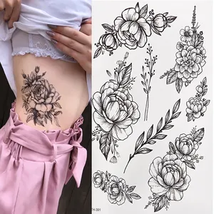 Autoadesivo del tatuaggio temporaneo personalizzato del modello floreale all'ingrosso adesivi del tatuaggio di trucco del corpo Non tossici impermeabili
