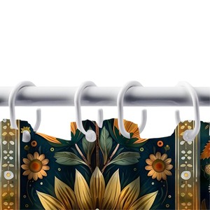 Juego <span class=keywords><strong>de</strong></span> Baño <span class=keywords><strong>de</strong></span> Cuatro Piezas Estilo Bohemio Vintage con Diseño Floral <span class=keywords><strong>de</strong></span> Girasol, Cortina <span class=keywords><strong>de</strong></span> Ducha <span class=keywords><strong>de</strong></span> Poliéster, Tapete <span class=keywords><strong>de</strong></span> Piso y Funda para Asiento <span class=keywords><strong>de</strong></span> Inodoro - Product Image 5