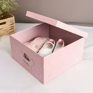 Caja de regalo personalizada para bebé recién nacido, caja de regalo de ganchillo para ropa, proveedor dorado