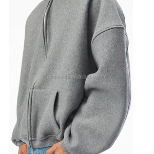 Custom Baggy Zipped Hoodie Unisex Cotton 500 Gsm Oversized Fleece Boxy Zip Hoodie Heavyweight Cropped Zip up Hoodie Manufacturer - Product Image 3