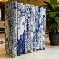 Buffet de luxe léger de conception italienne personnalisé, meubles d'art peints à la main, villa, salle à manger, salon, rangement haut de gamme