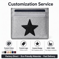 Portefeuille unisexe fin en PVC grain litchi à ouverture supérieure avec motif étoile, porte-cartes d'identité/crédit multi-fentes et pochette à monnaie pour usage quotidien