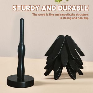 Ensemble <span class=keywords><strong>de</strong></span> <span class=keywords><strong>dessous</strong></span>-<span class=keywords><strong>de</strong></span>-<span class=keywords><strong>plat</strong></span> pliables en bois <span class=keywords><strong>de</strong></span> noyer noir naturel - 4 <span class=keywords><strong>dessous</strong></span>-<span class=keywords><strong>de</strong></span>-<span class=keywords><strong>plat</strong></span> + 1 support pour plats chauds, casseroles, bols, théières (Blanc) - Product Image 2