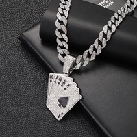 Fabricant de bijoux, pendentif poker serti de diamants, argent, or, diamants, collier hip hop pour hommes, breloques