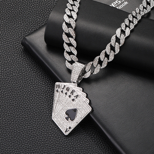 Fabricant de bijoux, pendentif poker serti de diamants, argent, or, diamants, collier hip hop pour hommes, breloques - Product Image 5