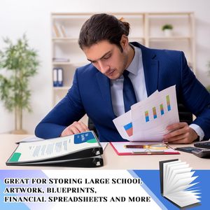 Classeurs à 3 anneaux inclinés robustes de 1 pouce, économiques, pour documents de 11 x 17 pouces, pour œuvres d'art, plans, bureau, maison, lieux de travail - Product Image 6