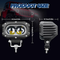 Feux de travail LED 4D 4 pouces 50W blanc jaune, feux de route pour voiture, feux de travail LED pour moto, camions tout-terrain